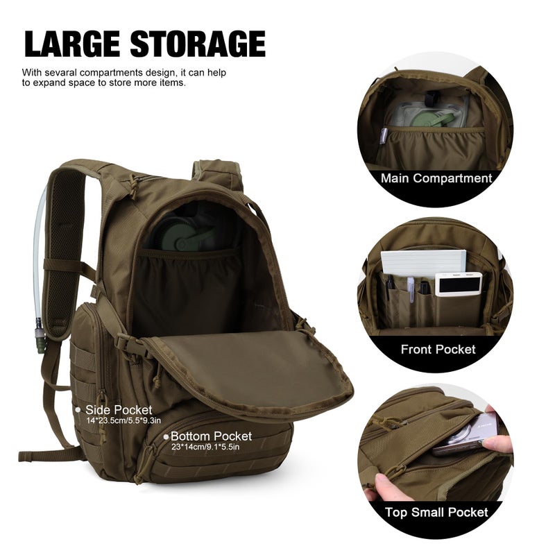 Mardingtop 25L Tactical Backpacks Molle Hiking daypacks for Camping Hiking Military Traveling Motorcycle Khaki - Image 4